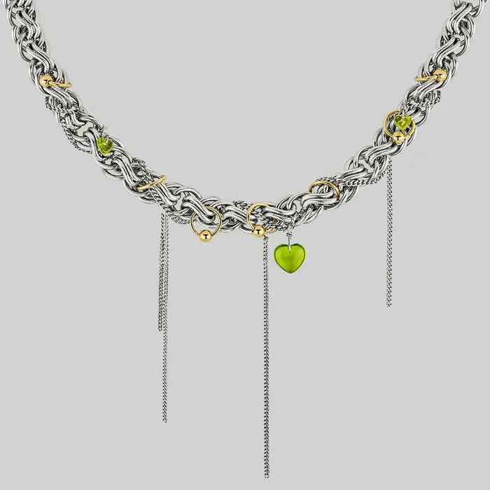 EAT YOUR HEART OUT. Pierced Chunky Chain Collar Necklace – Silver