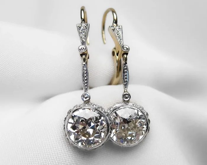Edwardian Diamond Dangle Earrings