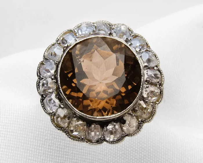 Edwardian Tourmaline & Diamond Halo Ring