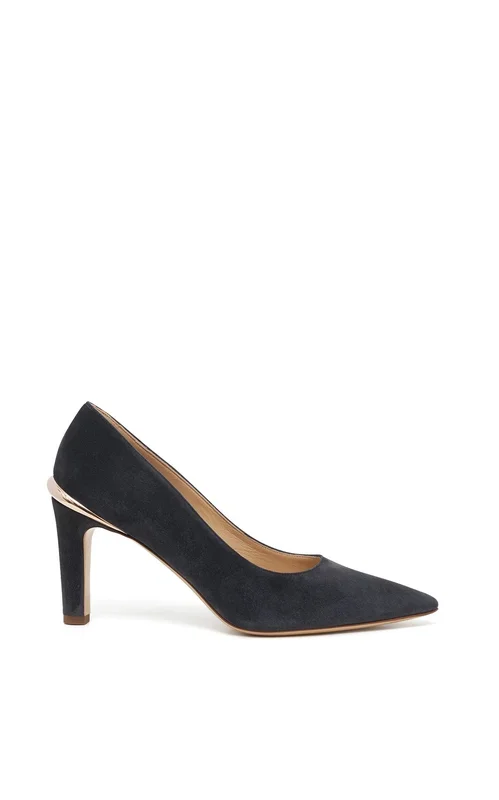 Edwina High Heel Stiletto Pump in Charcoal Suede