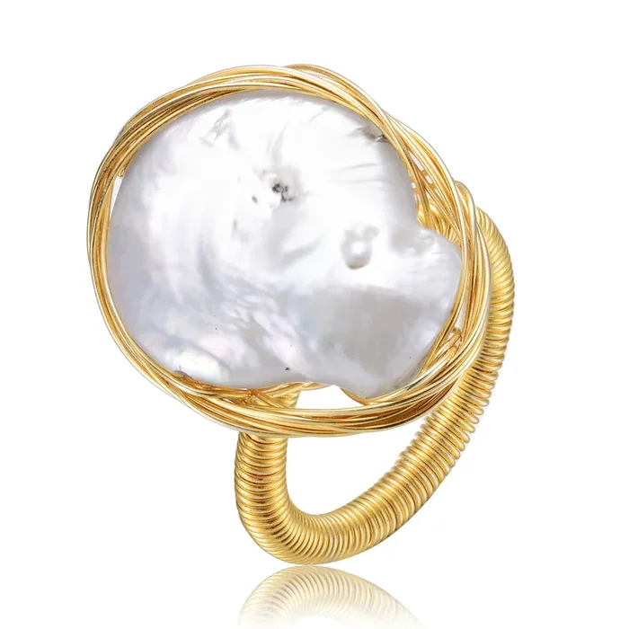 Elaine Genuine Freshwater Baroque Pearl Ring
