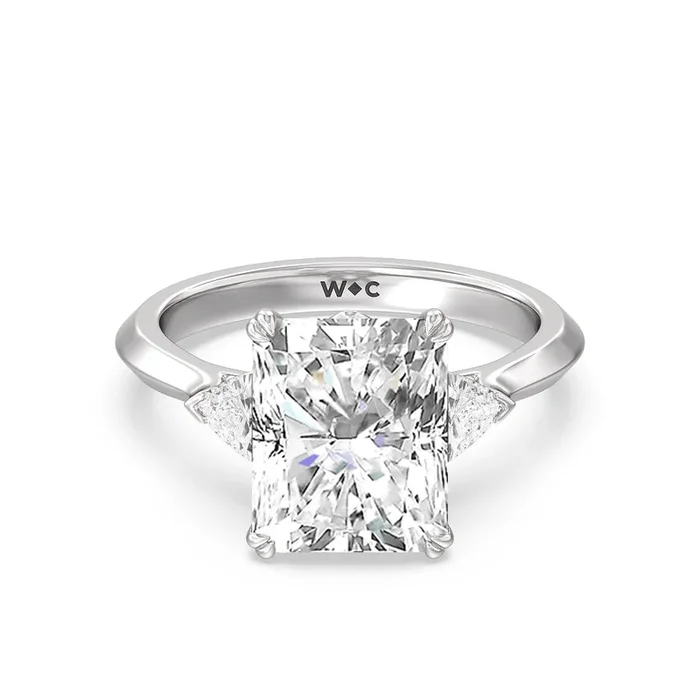 Elegance Trillion Three Stone Engagement Ring