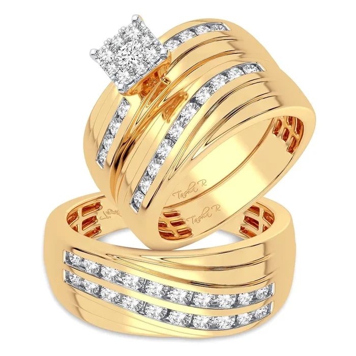 Elegant 14K 1.13CT DIAMOND TRIO SET