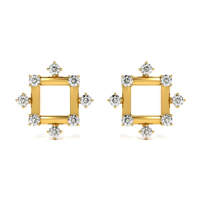 Elegant Edges 9KT Gold Lab Grown Diamond Stud Earring