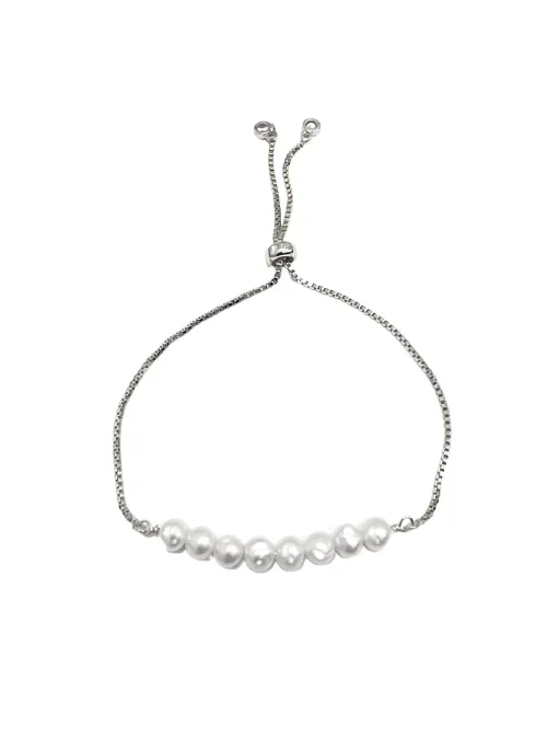 Ella Pearl 8mm Bracelet Silver