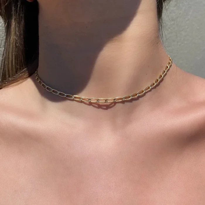 Elongated Curb Chain Necklace – 14K Gold-Filled Modern Classic