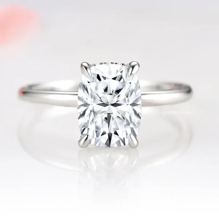 Elongated Cushion Cut Lab-Grown Diamond Engagement Ring- 14K White Gold (IGI Certified)