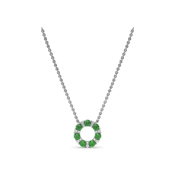 Emerald & Diamond Circle Necklace