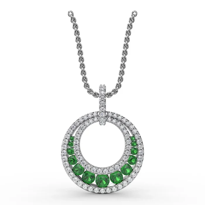 Emerald & Diamond Circle Pendant