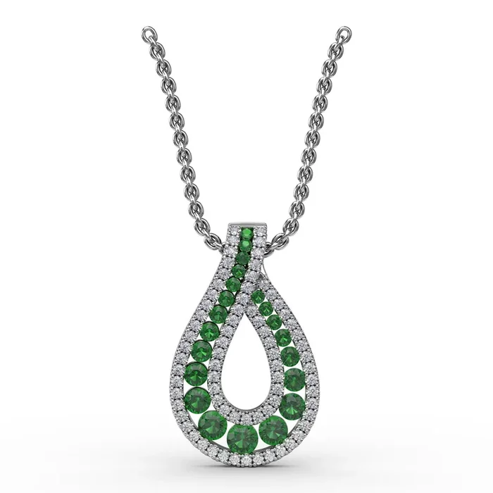 Emerald & Diamond Infinity Loop Pendant