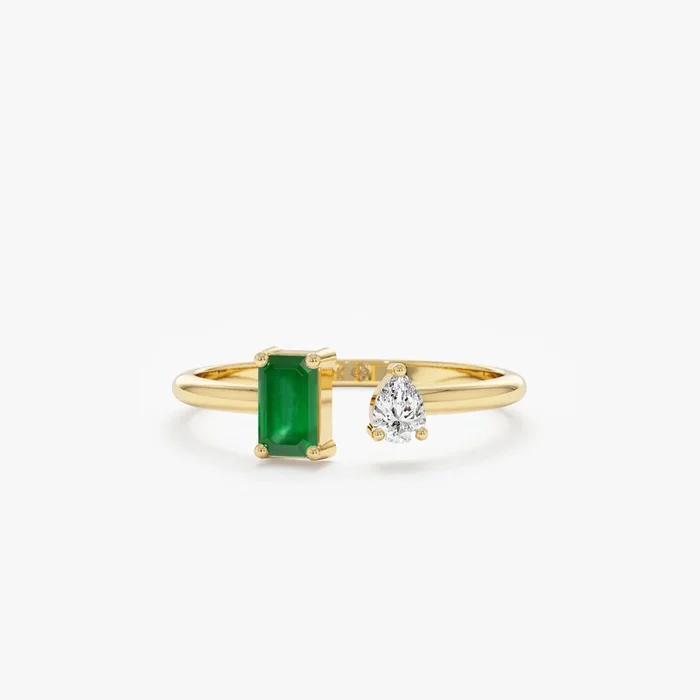 Emerald and Diamond Open Ring, Aspen