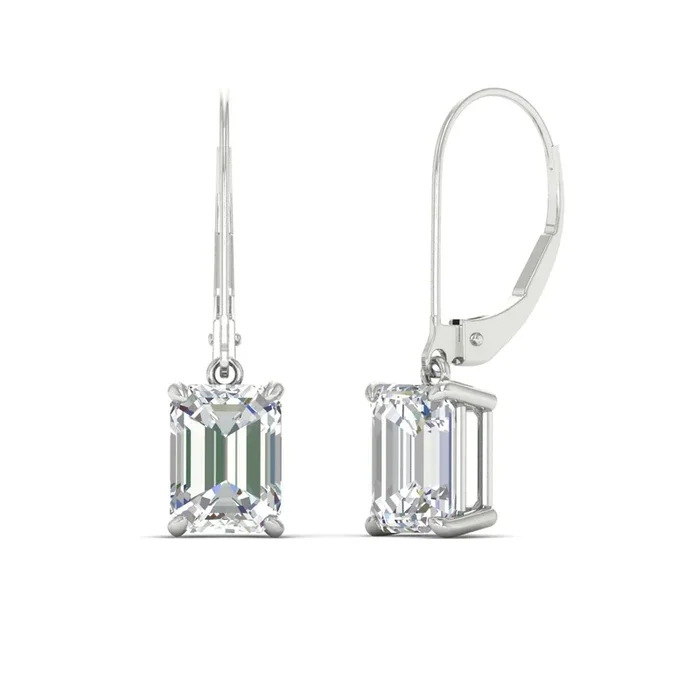 Emerald Cut 5 Ct Drop Earrings