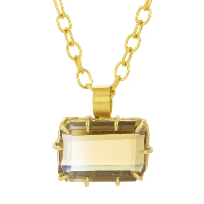 Emerald Cut Bicolor Citrine Pendant (Pendant Only)