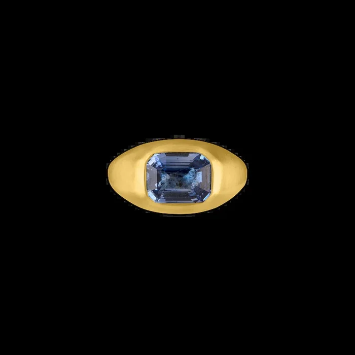Emerald Cut Blue Sapphire Roz Ring