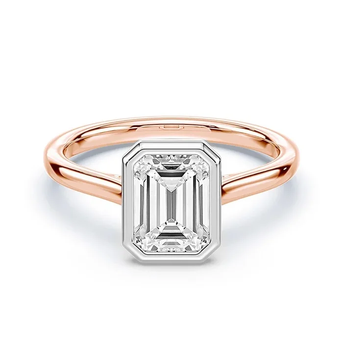 Emerald Cut Cathedral Bezel Ring