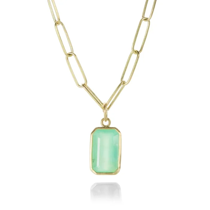 Emerald Cut Chrysoprase Pendant (Pendant Only)