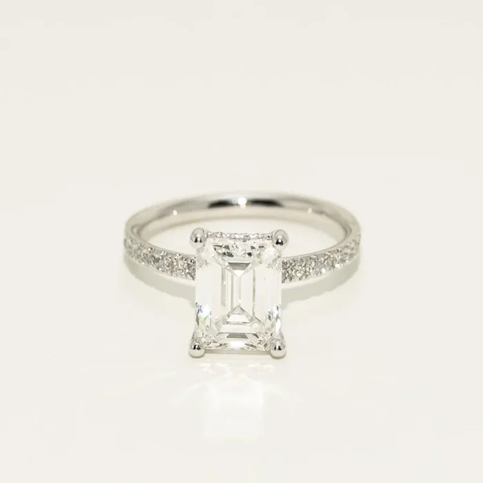 Emerald Cut Lab Grown Diamond Engagement Ring in Platinum (3 1/3ct tw)