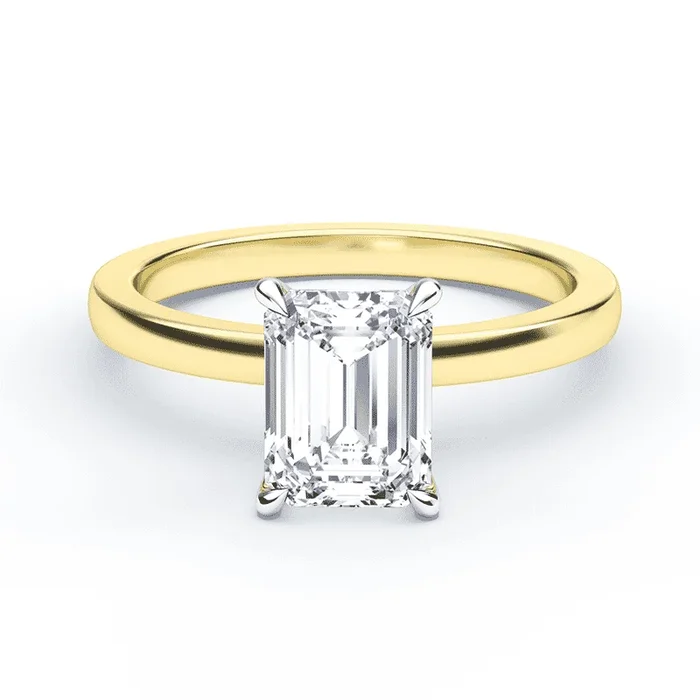 Emerald Cut Low Profile Solitaire