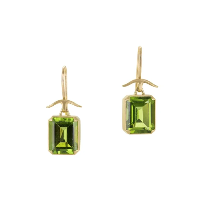Emerald Cut Peridot Earrings