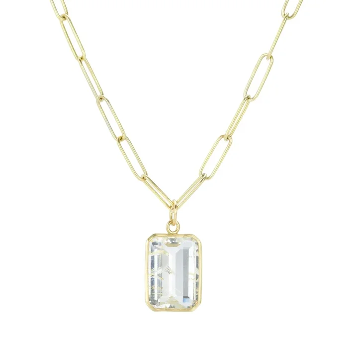 Emerald Cut Rutilated Topaz Pendant (Pendant Only)