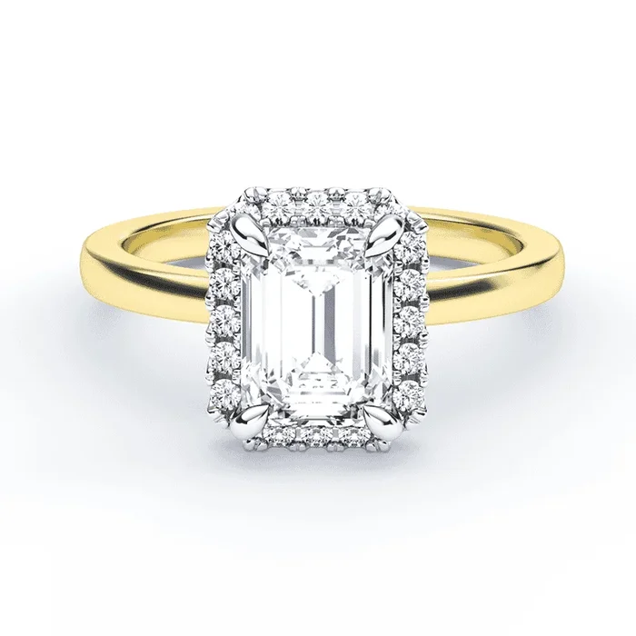 Emerald Cut Simple Halo Ring