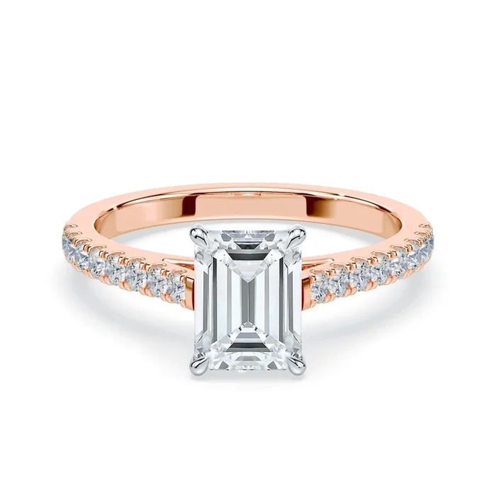 Emerald Cut Sleek Pave Cathedral
