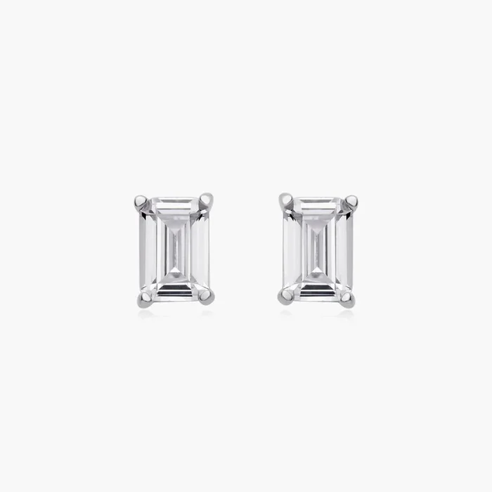 Emerald Cut Studs (Pair) – Sterling Silver