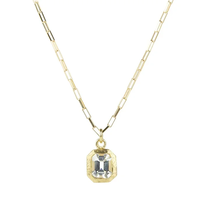 Emerald Cut Topaz Pendant Necklace