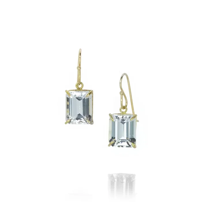 Emerald Cut White Topaz Earrings