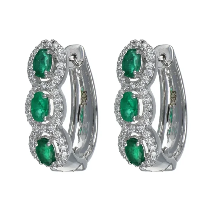Emerald Earrings (Emerald 1.28 cts. White Diamond 0.63 cts.)