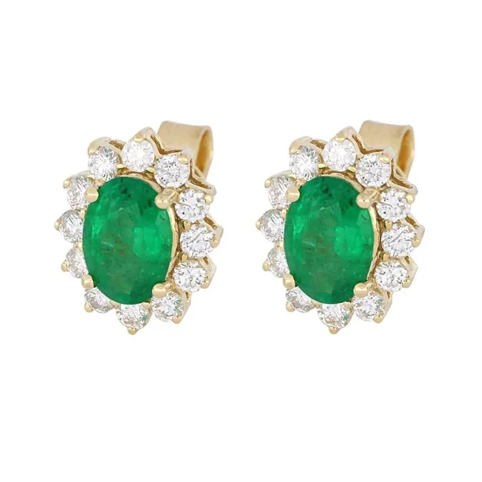Emerald Earrings (Emerald 1.54 cts. White Diamond 0.61 cts.)