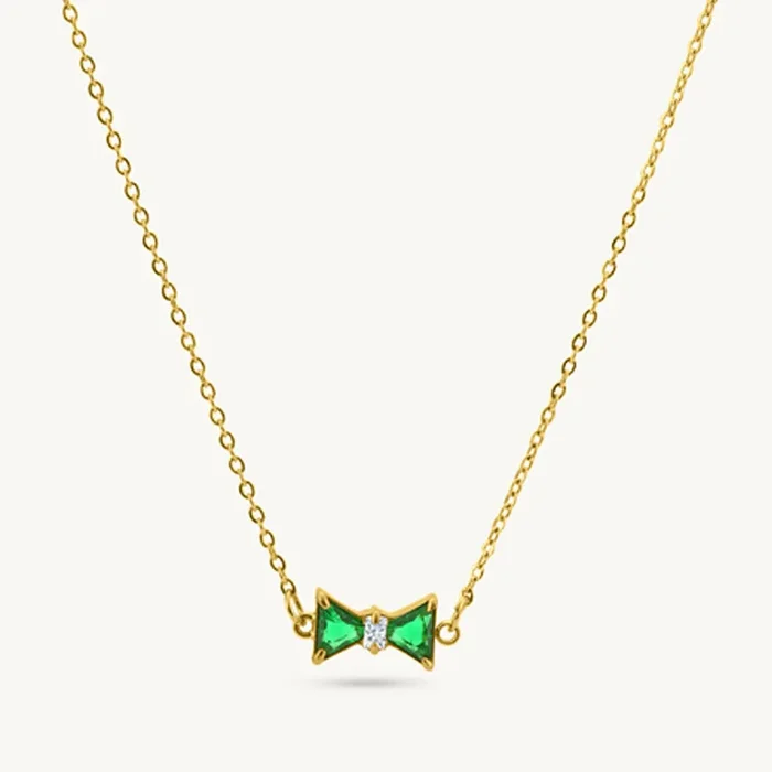 Emerald Elegance Bow Necklace