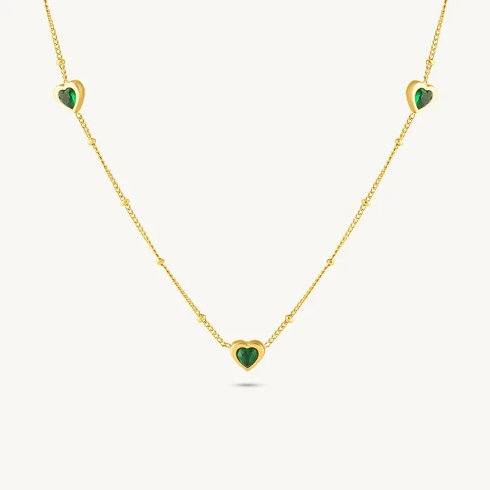 Emerald Glow Heart Necklace