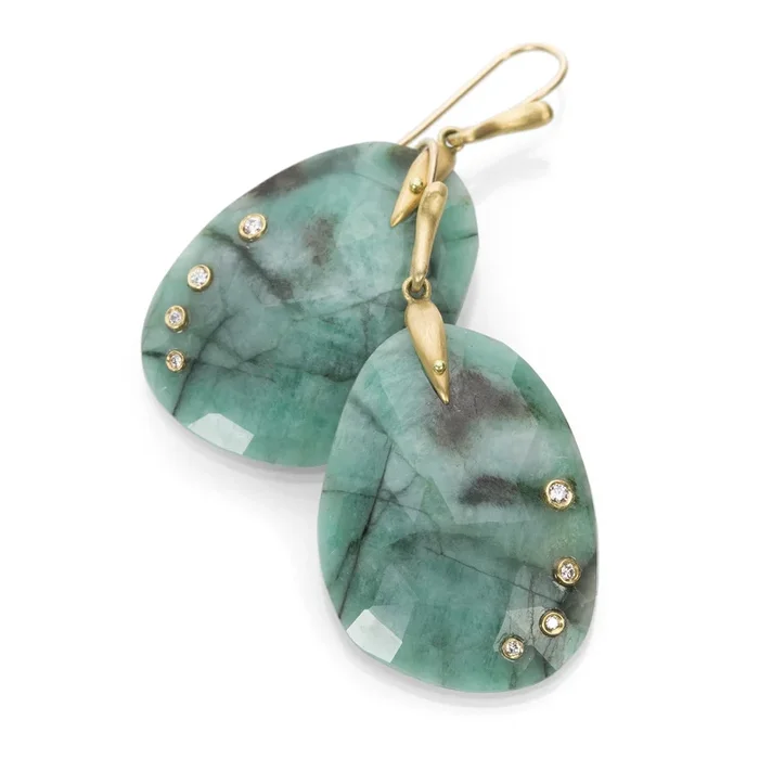 Emerald Jeweled Wing Earrings