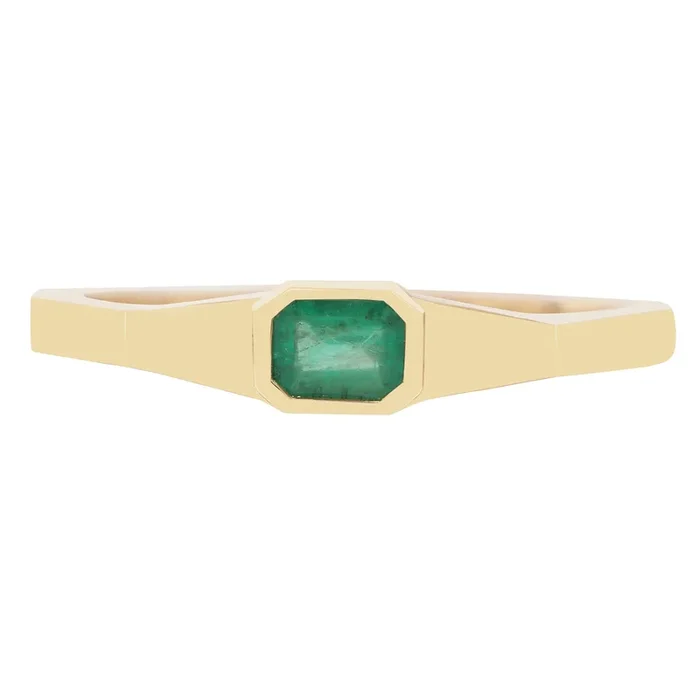 Emerald Linear Deco Ring