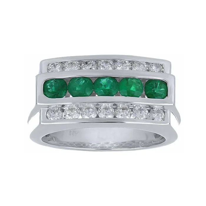 Emerald Men’s Ring (Emerald 1.18 cts. White Diamond 1.08 cts.)