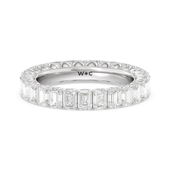 Emerald Split Prong Studded Eternity Ring