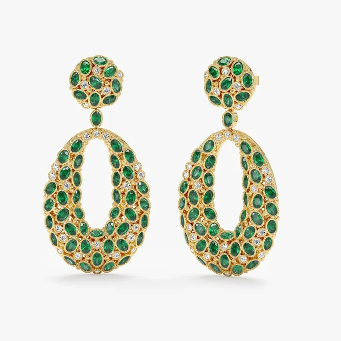 Emerald Statement Earrings, Ottilie