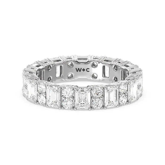 Emeralds & Rounds Station Eternity Ring