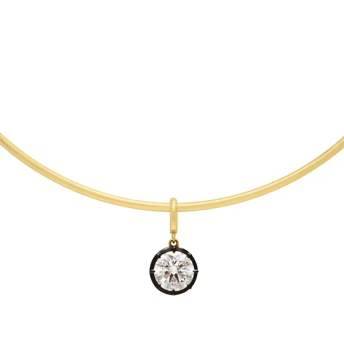 Emma Omega Choker Necklace with Single Round Diamond