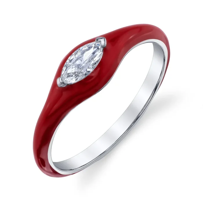 Enamel Evil Eye Diamond Ring
