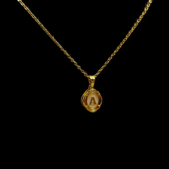 Enamel Initial Pendant Necklace