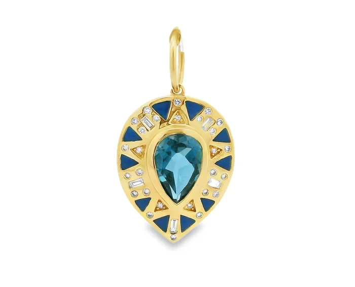 Enamel + Pear Topaz Pendant