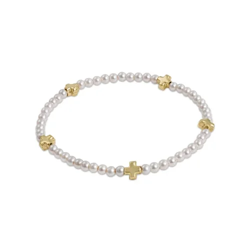 enewton 6.25″ Signature Cross Small Pearl Pattern 3mm Bead Bracelet – Gold