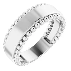 Engravable Beaded Ring Smooth Center