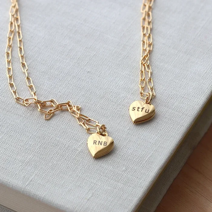 Engraved Heart Locket Necklace