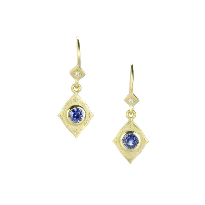 Engraved Sapphire Drop Earrings