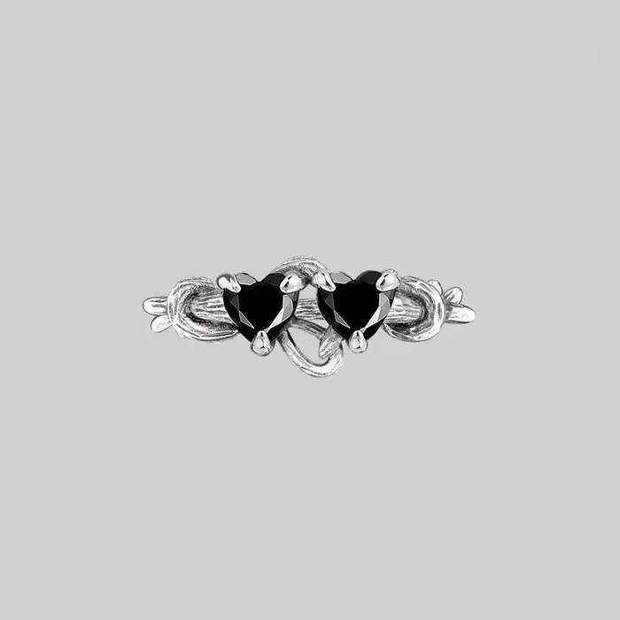 ENTANGLED. Quantum Entangled Onyx Hearts Ring – Silver