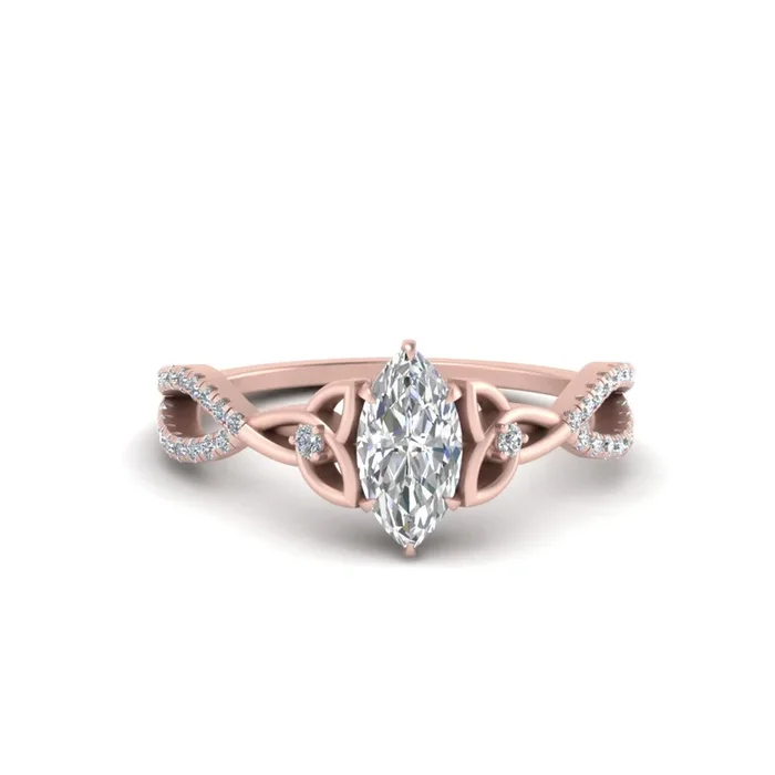 Entwined Celtic Love Knot Marquise Diamond Ring