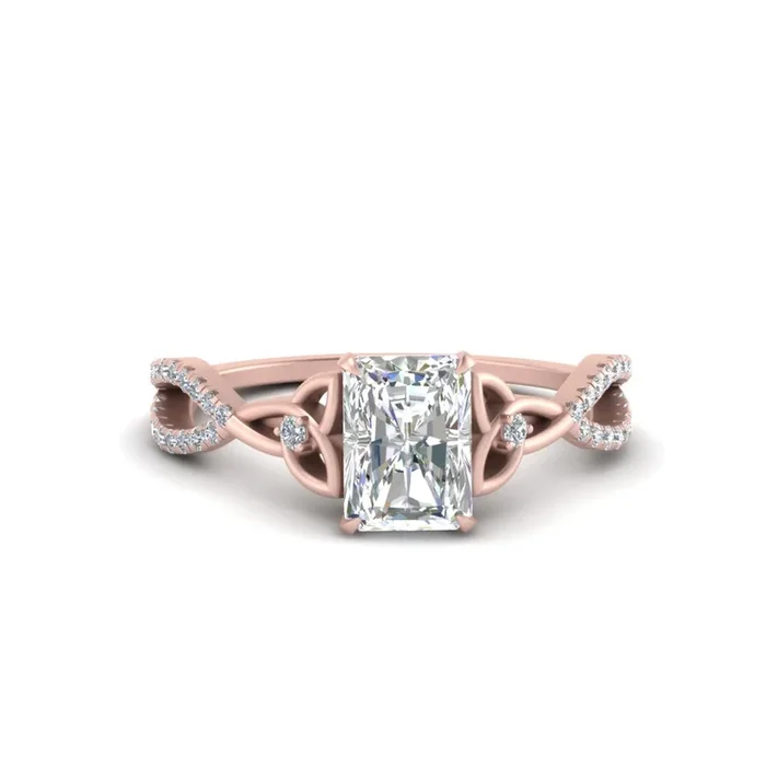 Entwined Celtic Love Knot Radiant Diamond Ring